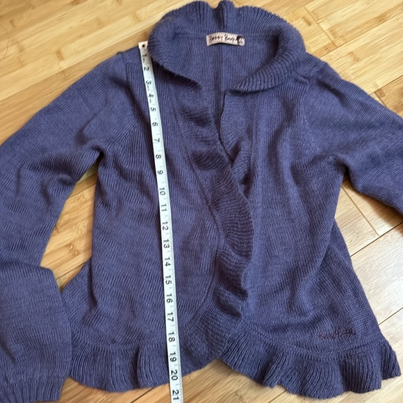 Betty Boop Balloon Sleeves Ruffle Knit Cardigan Purple - Picture 4 of 9